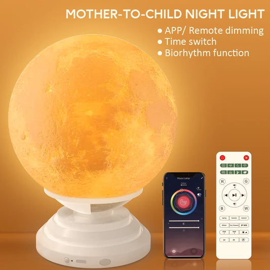 Fantasy Night Light:   Battery Powered Moon Lamp With Stand, Starry Lamp, 10 Color Kids Bedroom Decor.