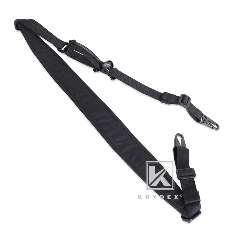 KRYDEX Tactical Rifle Sling : Slingster Strap ,2 Point / 1 Point, Adjustable, 2.25" Modular Removable Pad For Combat Shooting, Hunting. Color Black