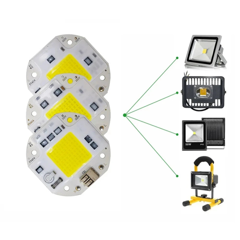 Driverless COB LED Chip Light: 20W 30W 50W, Full Spectrum, LED Bulbs, High Power 3000K 6500K Floodlight, Smart IC.