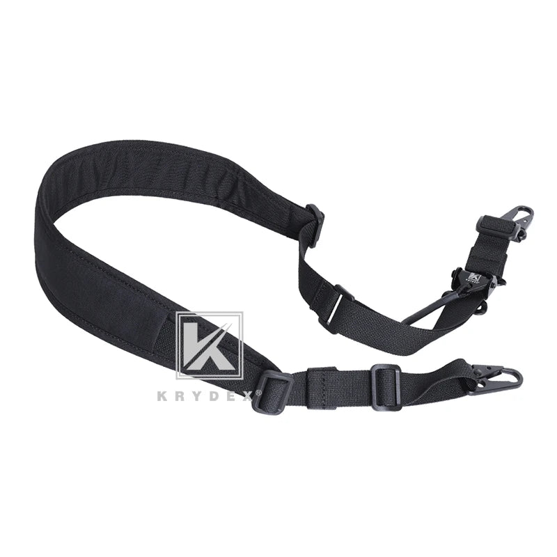 KRYDEX Tactical Rifle Sling : Slingster Strap ,2 Point / 1 Point, Adjustable, 2.25" Modular Removable Pad For Combat Shooting, Hunting. Color Black