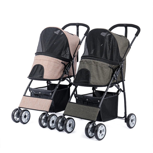 Stable Pet Carrier Stroller: Outdoor Puppy, Kitten Stroller. 2 Colors ,Light, Foldable