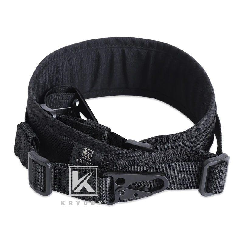 KRYDEX Tactical Rifle Sling : Slingster Strap ,2 Point / 1 Point, Adjustable, 2.25" Modular Removable Pad For Combat Shooting, Hunting. Color Black