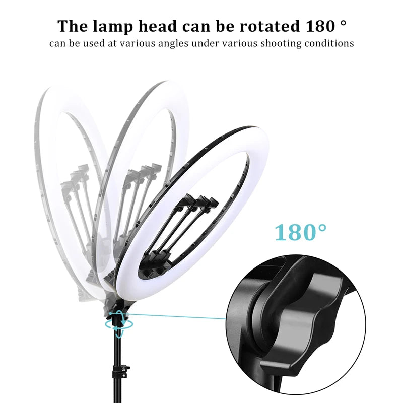 22" LED Light Rings: 3200-6500K Variable Color Temperature, 0-100% Brightness, 2M Power Cable. Ideal Lamp For Make Up/Photo Shooting. Excellent Area Work Light.