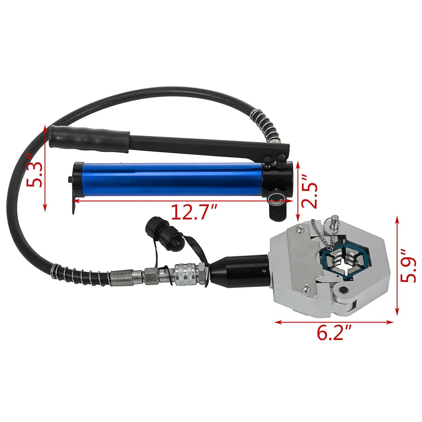 Hydraulic Hose Crimper: Model 71500 Separable Hydra-Krimp Head with Aluminum Pump, Handheld Air Conditioning & Hydraulic Hose Repair Crimping Tool Set. IDEAL FOR RESTRICTIVE SPACES.