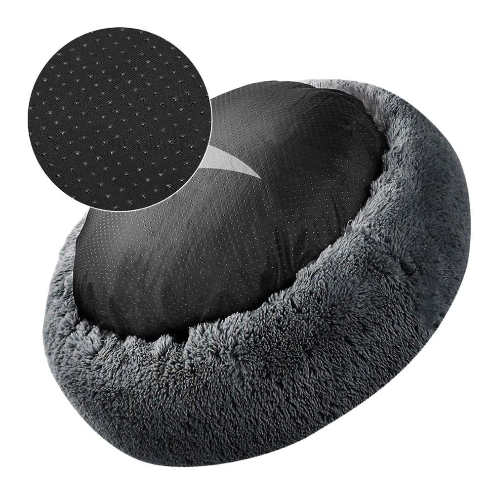 Dog Bed: Plush Donut Style, Multiple Sizes & Colors, Washable, Sized for animals from 2lbs thru 60 lbs.