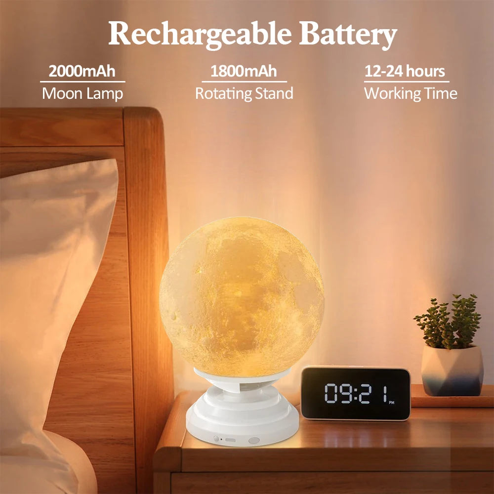 Fantasy Night Light:   Battery Powered Moon Lamp With Stand, Starry Lamp, 10 Color Kids Bedroom Decor.