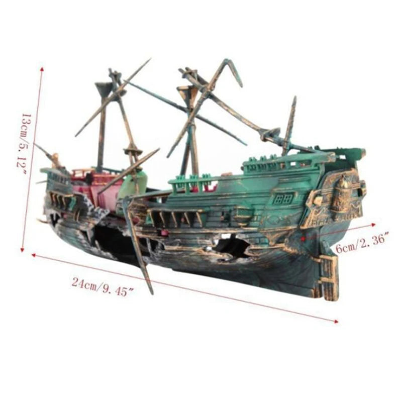 Large Aquarium Decoration: Split Shipwreck with Air Delivery