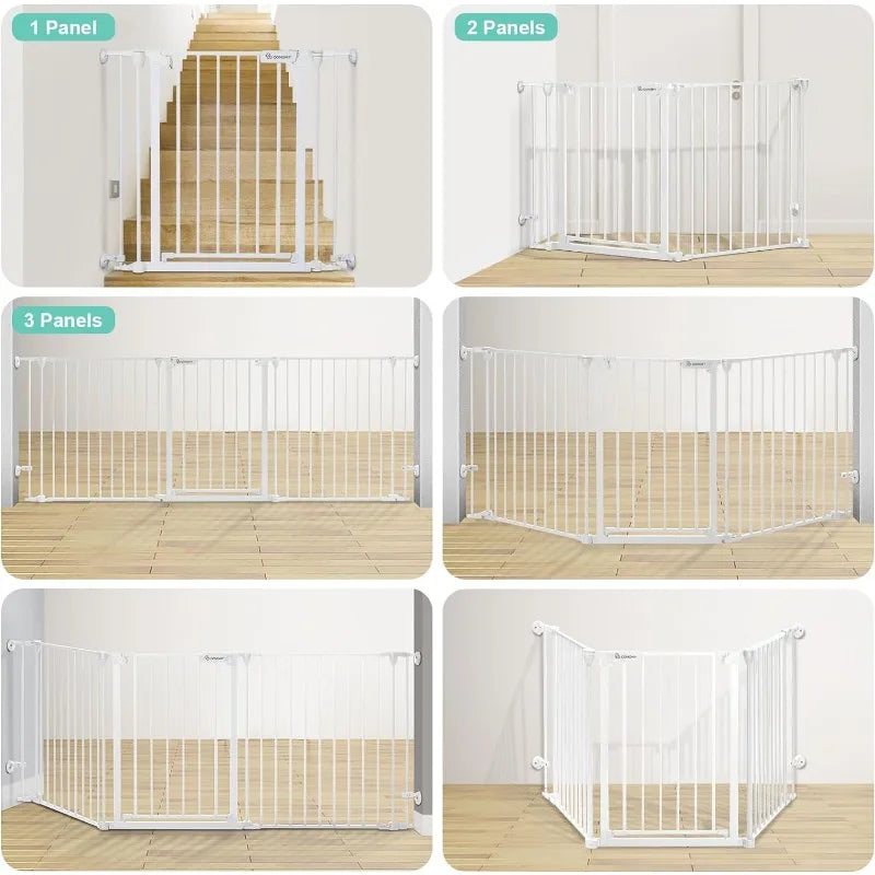 80" Extra Wide Household Gate: Toddler/ Dog Safety Gate for Home Stairs, Doorways, Fireplace, Auto Close Walk Through Door.