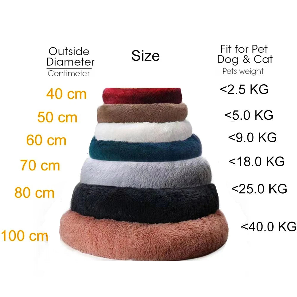 Dog Bed: Plush Donut Style, Multiple Sizes & Colors, Washable, Sized for animals from 2lbs thru 60 lbs.