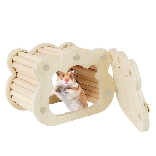 Wooden Hamster Hideout Cute Cloud-Shaped Tiny Wooden House Small Animals Habitat