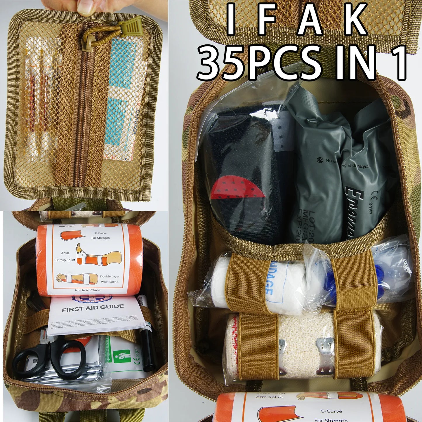 Military IFAK Trauma Survival  Kit: First Aid Medical Pouch Emergency Survival Gear and Equipment with Molle Attachments, for Car,, Travel Hiking.