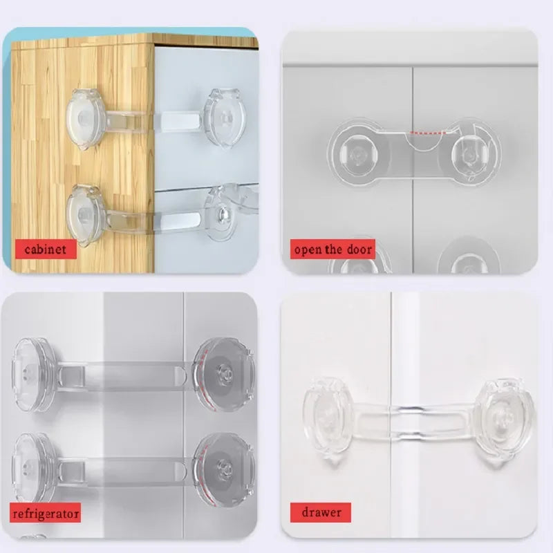 5pcs Child Proof Lock Set: Prevents Kids Accessing Drawers & Cabinets.