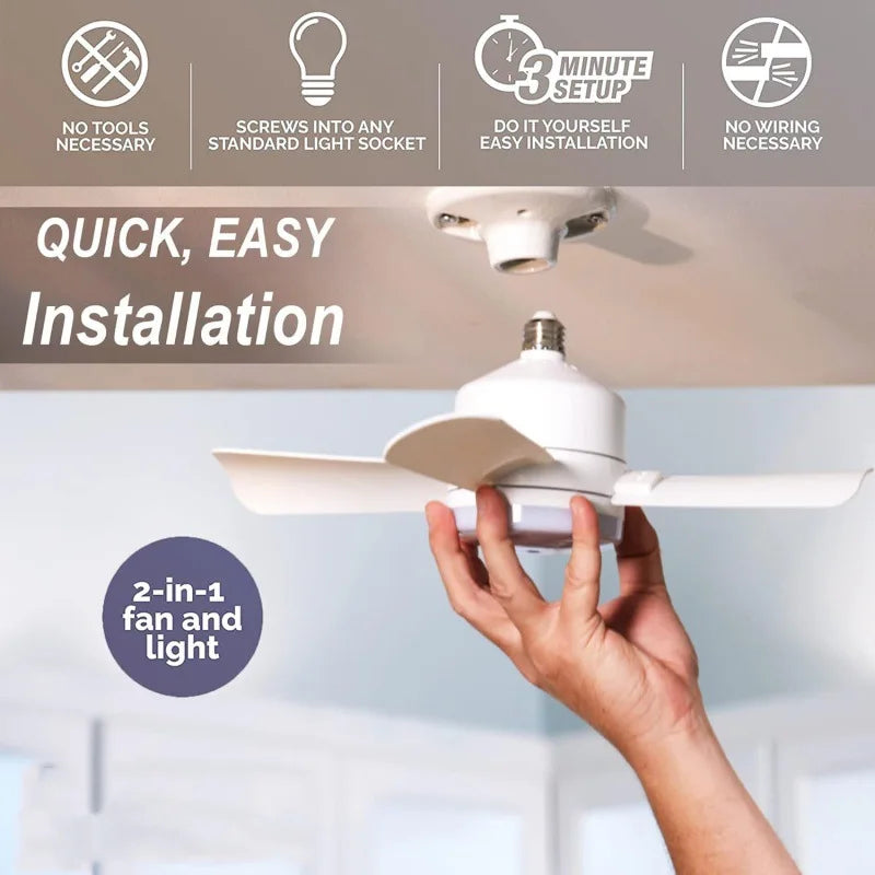 30W Ceiling Fan Led Light :E27 Socket Fan With Smart Remote Control, 1000Lm 5000K Bulb, Fan Lamp For Bedroom, Living Room, Anyroom. Supplied with socket extender for Recessed Ceiling Fixture installation.