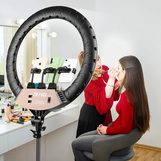 22" LED Light Rings: 3200-6500K Variable Color Temperature, 0-100% Brightness, 2M Power Cable. Ideal Lamp For Make Up/Photo Shooting. Excellent Area Work Light.