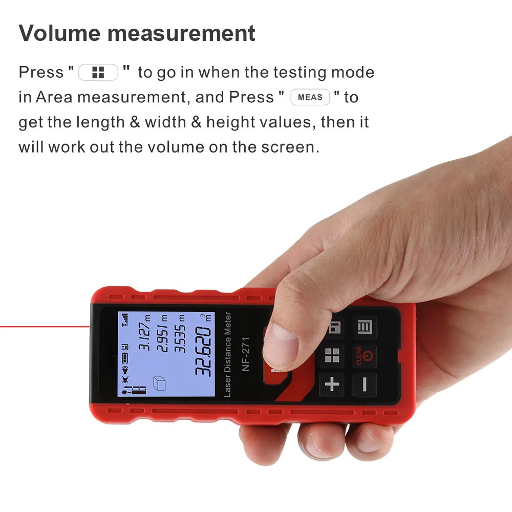 NF-271 Laser Measurement Device: 40M/80M Rangefinder, Calculates Distance, Area & Volume. Digital Ruler,Geometric Calculator Tool.