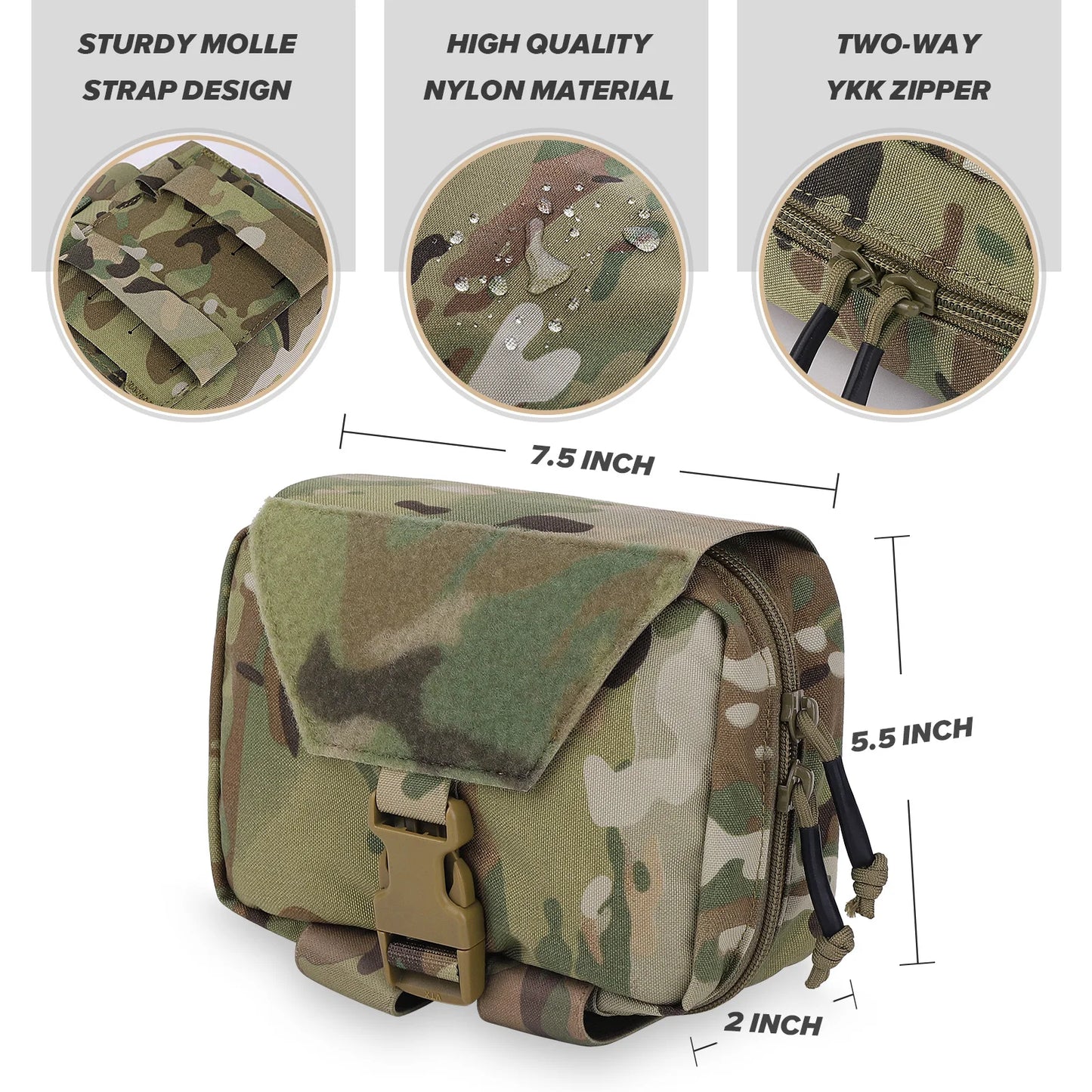 KRYDEX Tactical Rip Away Medical Pouch: Tear Off First Aid IFAK Pouch, MOLLE, EMT Holder, 4 Colors Outdoor Emergency Survival Bag