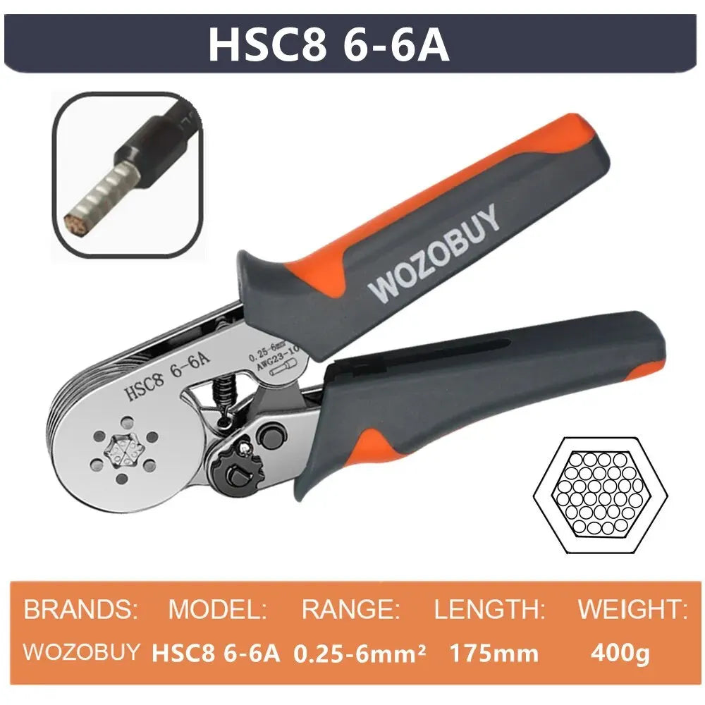 Ferrule Sleeve Terminal Crimping Tool: Mini Electrical Pliers, HSC8 6-4/6-6(0.25-10mm²/0.25-6mm²) Wire Connection Repair Clamp