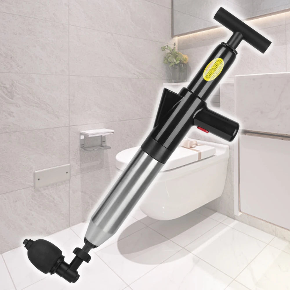 Pneumatic Toilet / Drain Clog Remover: High Pressure Drain Plunger, Clog Remover, Sewer Pipe Unblocker, Air Drain Blaster.