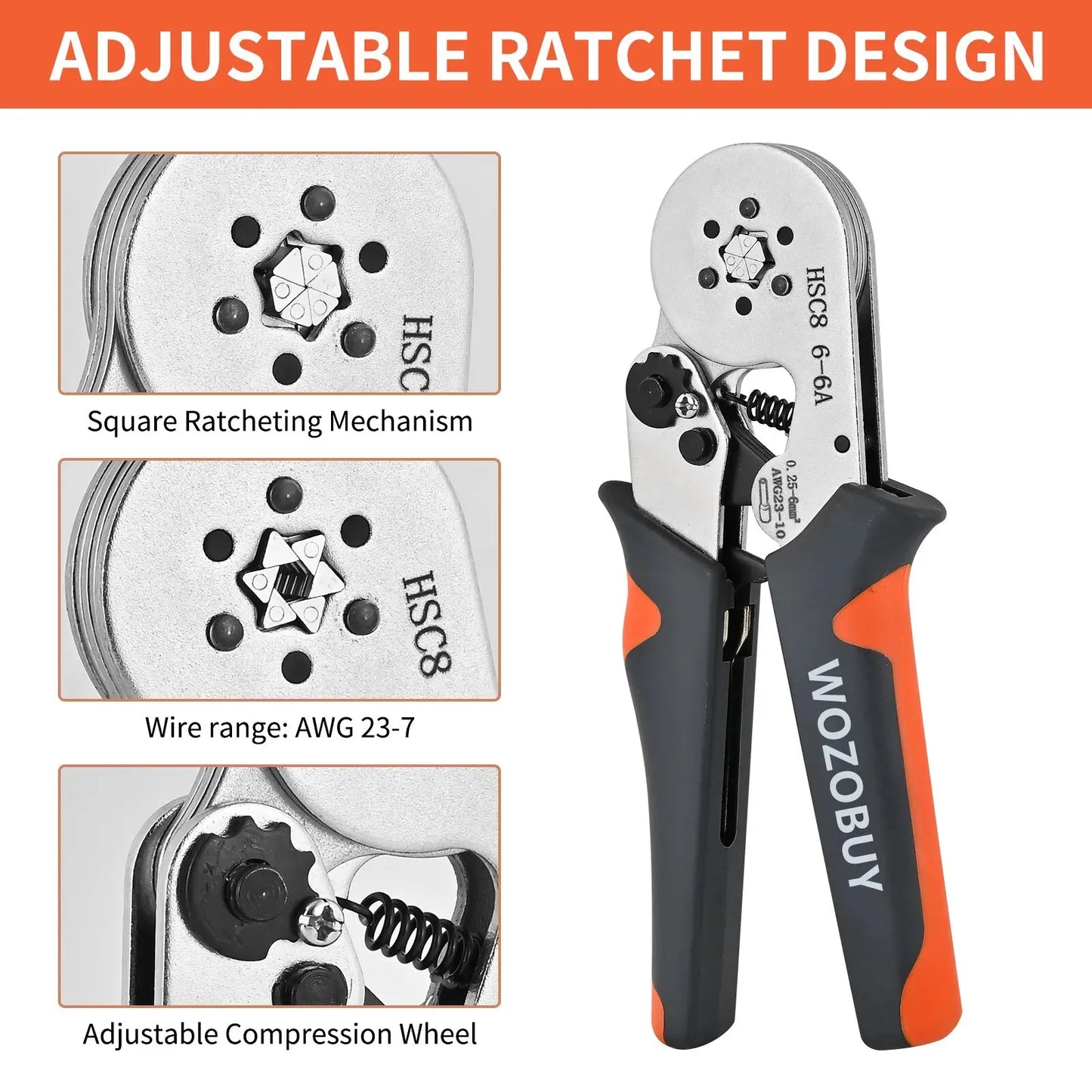 Ferrule Sleeve Terminal Crimping Tool: Mini Electrical Pliers, HSC8 6-4/6-6(0.25-10mm²/0.25-6mm²) Wire Connection Repair Clamp