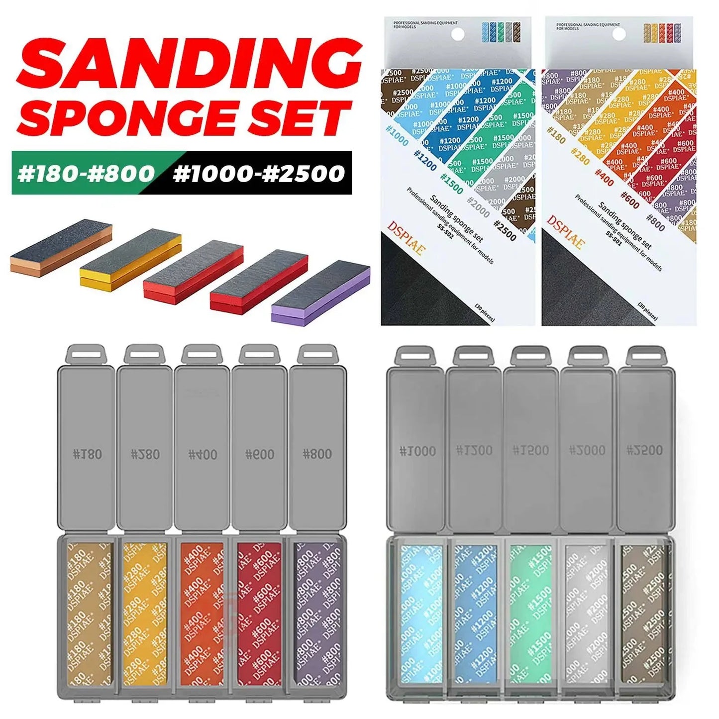 Sanding Sponge Set: Model making,Gunsmithing, Combo Arc Grinding ,Polishing,  30Pc