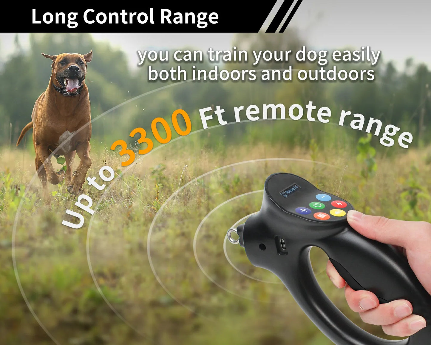 Smart Electric Dog Collar/ Leash Combination: 3 Manual Training Modes + Automatic Leash Activated NO PULL Training Mode.