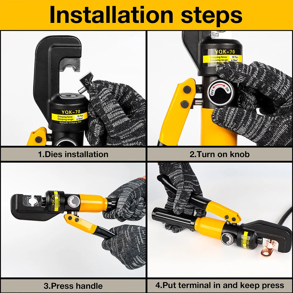 4,6,10,16,25,35,50,70mm² Home Hydraulic Crimping Tool: DIY Cable Wiring Crimping Plier, Manual Hydraulic Press