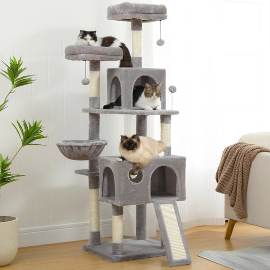 Multi-Level Cat Tree With Cozy Perches: Stable Cat Climbing Frame, Scratching, Board Toys.