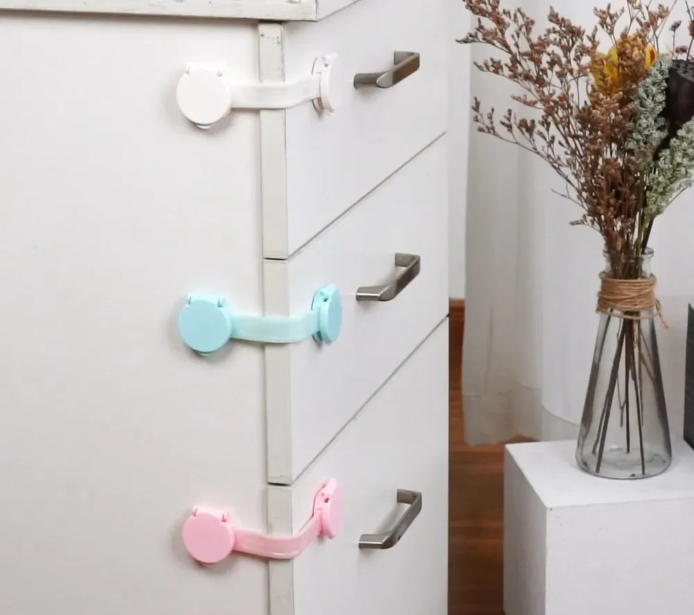 5pcs Child Proof Lock Set: Prevents Kids Accessing Drawers & Cabinets.