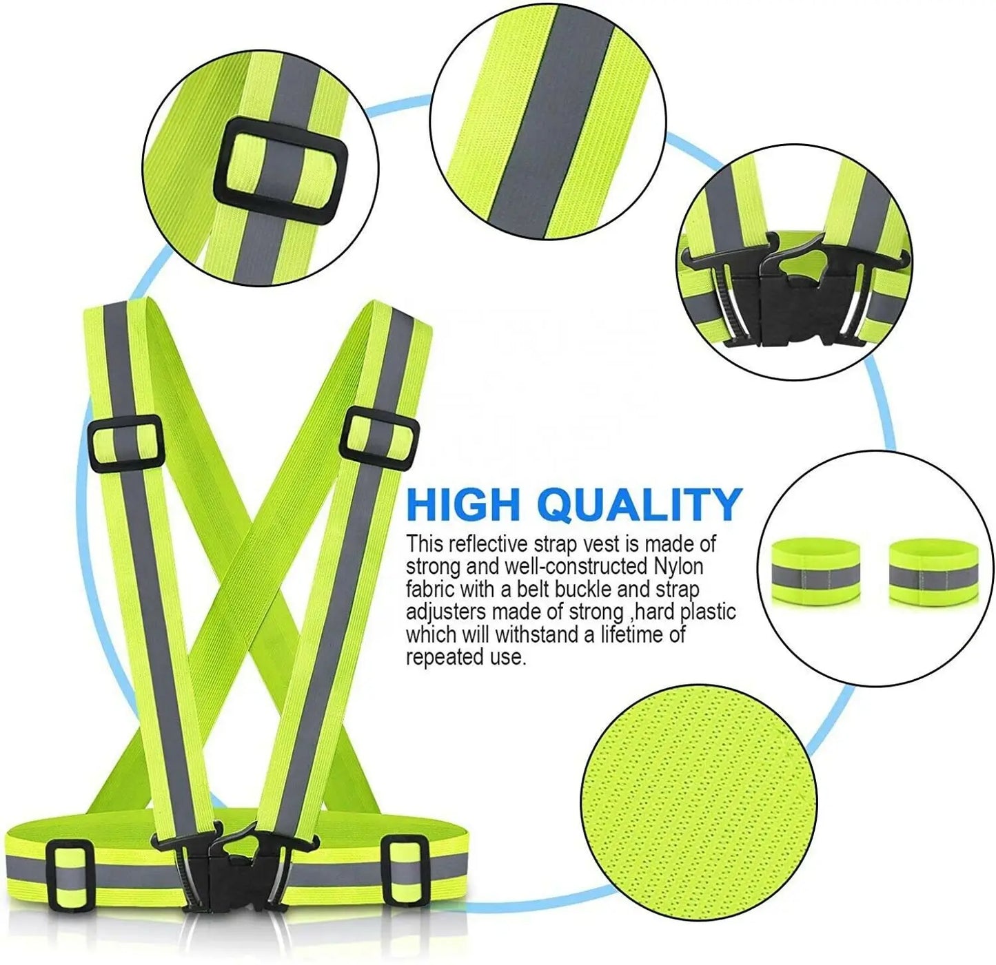 SAFETY VEST: Open Design, Breathable, Hi Viz, Retroreflective Safety Vest. I Adjustable to fit over outerwear, Ideal for; Traffic Night Work, Security, Running, Cycling, Anywhere Being Seen is Critical!