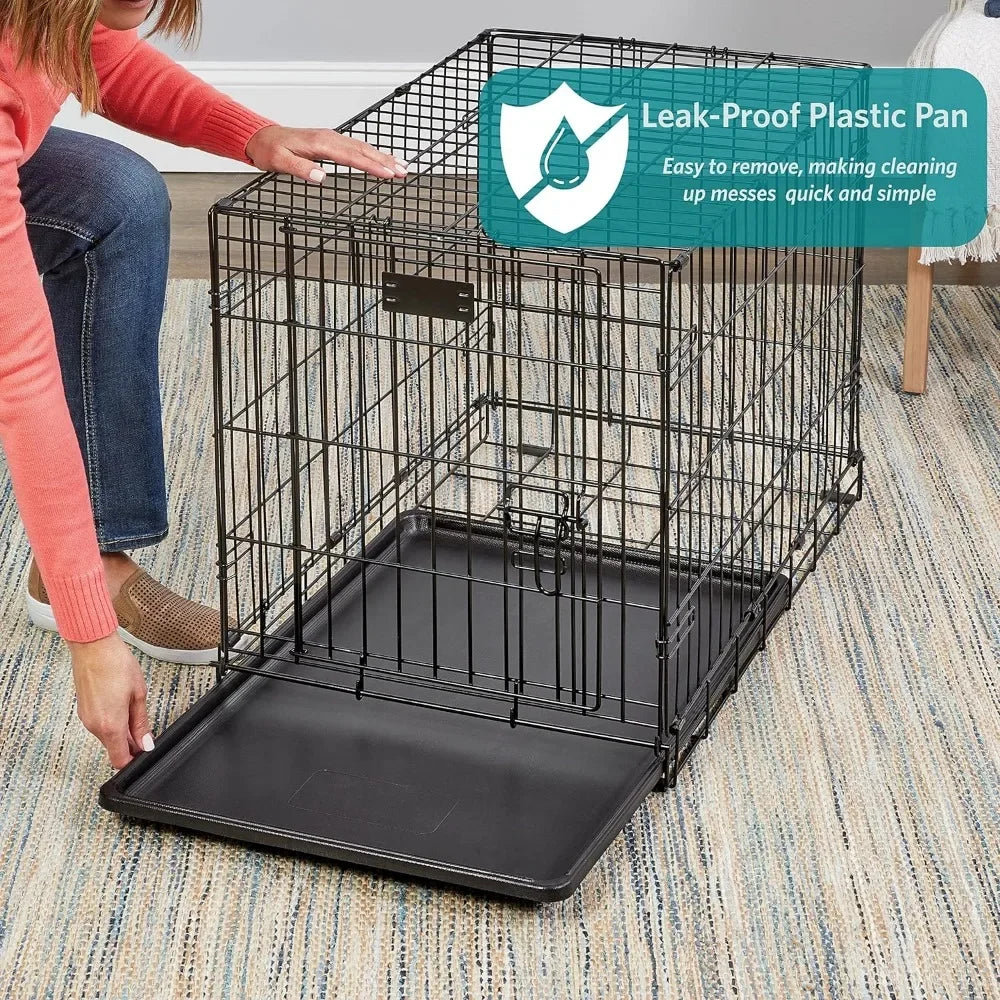 Large Breed Dog Cage: Collapsible Hinged Wire Construction with Leak Proof Floor Pan