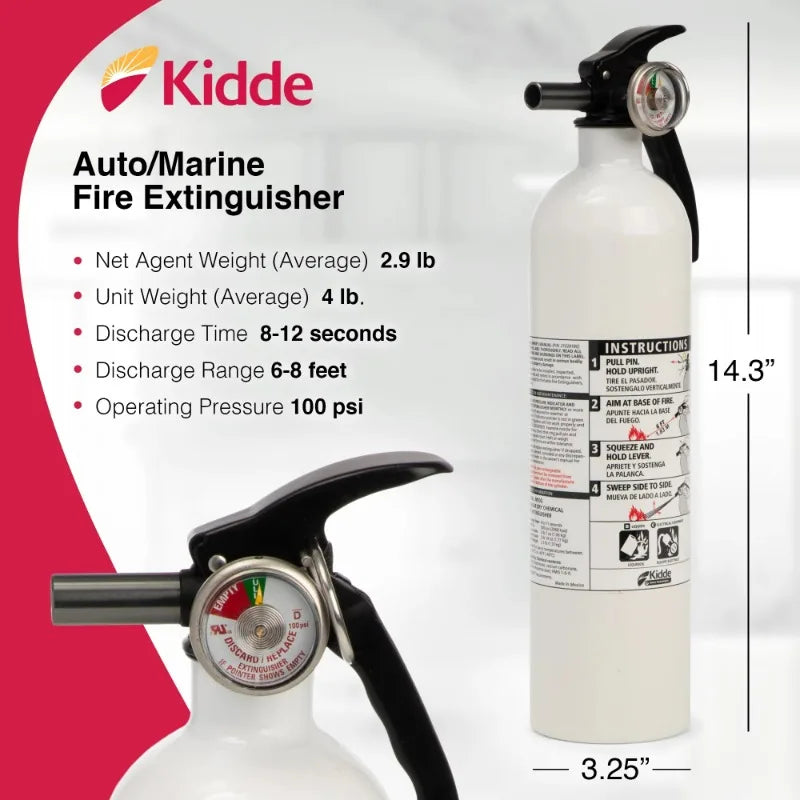 Kidde Auto/Marine UL Listed Fire Extinguisher, 10-B:C Rated