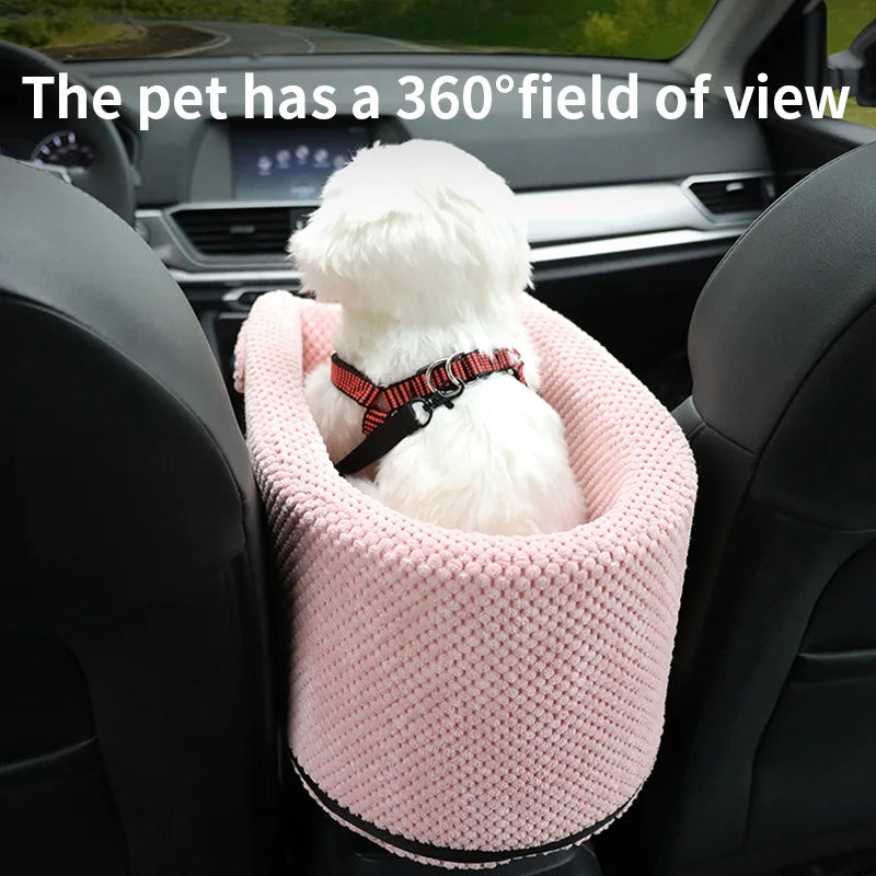 Portable Pet Car Seat: Central Console/Armrest Nonslip Dog Carrier, Safe Car Armrest Box Booster Bed For Small Dog Cat Travel