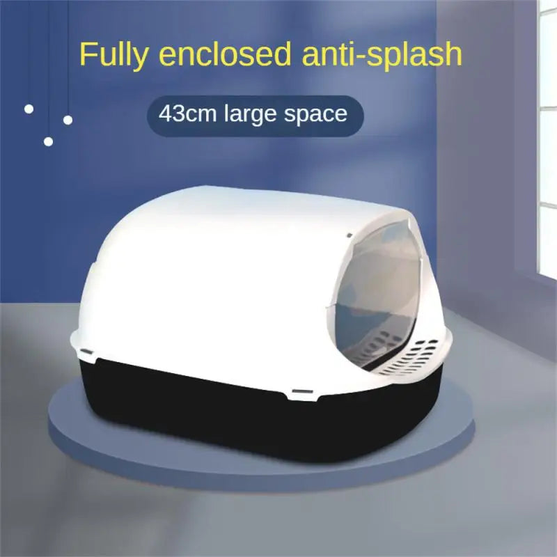 Front Lift Lid Fully Enclosed Litter Pan: Splash-proof & Odor Reducing Cat Litter Box. (Free Scoop)