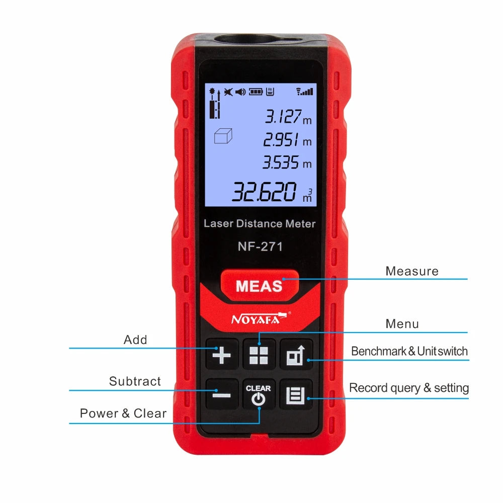 NF-271 Laser Measurement Device: 40M/80M Rangefinder, Calculates Distance, Area & Volume. Digital Ruler,Geometric Calculator Tool.