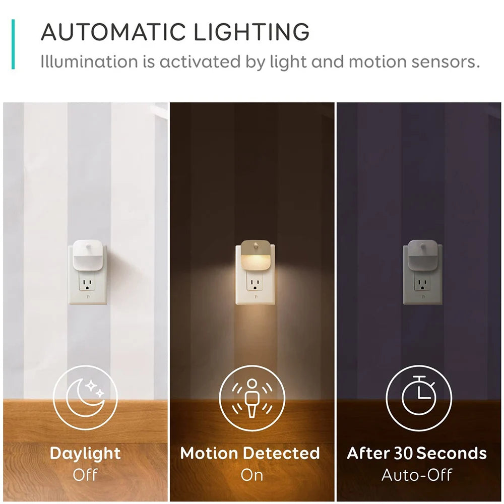 LED Night Light :  Auto Dusk to Dawn Motion Sensor, All Area Indoor Nighttime Safety Lighting .