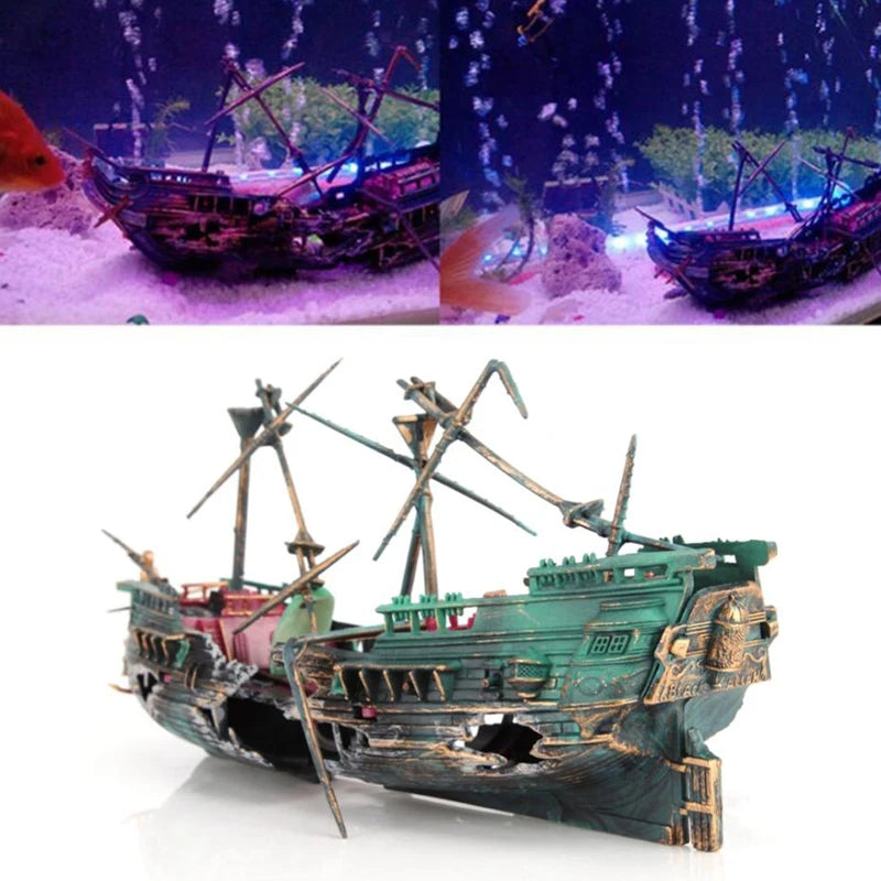 Large Aquarium Decoration: Split Shipwreck with Air Delivery