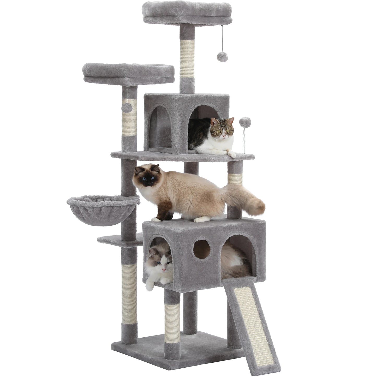 Multi-Level Cat Tree With Cozy Perches: Stable Cat Climbing Frame, Scratching, Board Toys.