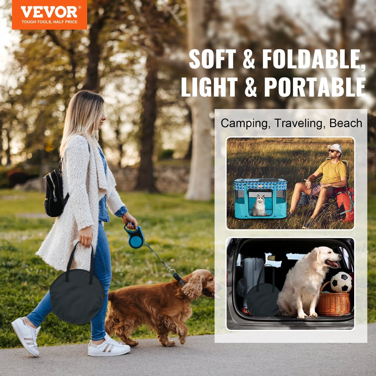 VEVOR Portable Foldable Pet Playpen for Dog and Cat  Indoor / Outdoor