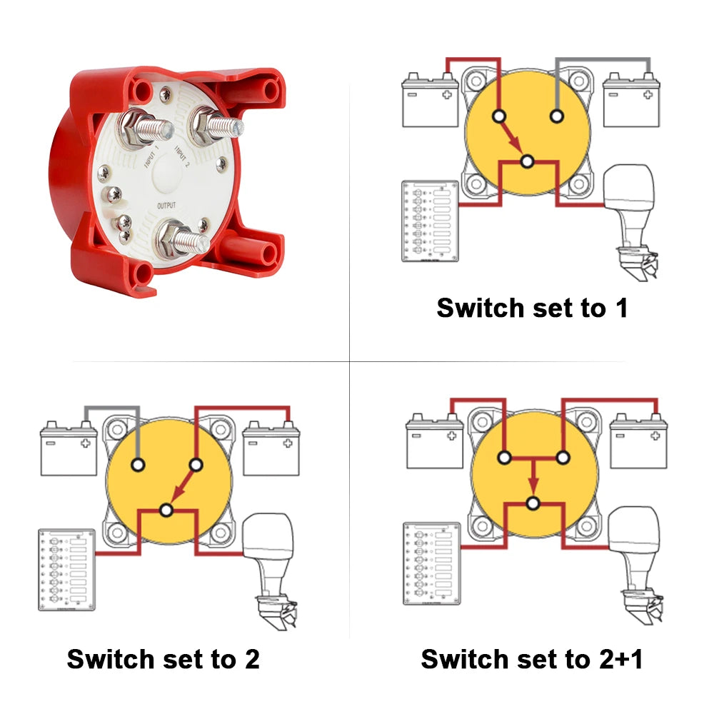 New 4 Position Battery Disconnect Switches AFD 32V 350A Luminous Isolator Disconnect Rotary Switch for Boat, Truck, RV, Off grid.