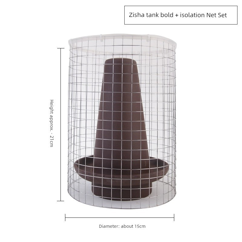 Colorful Fairy Fish Breeding Barrel/ Spawning Tank, Platax Teira Incubator Barrel Pottery Pot w/ Isolation Net Cover