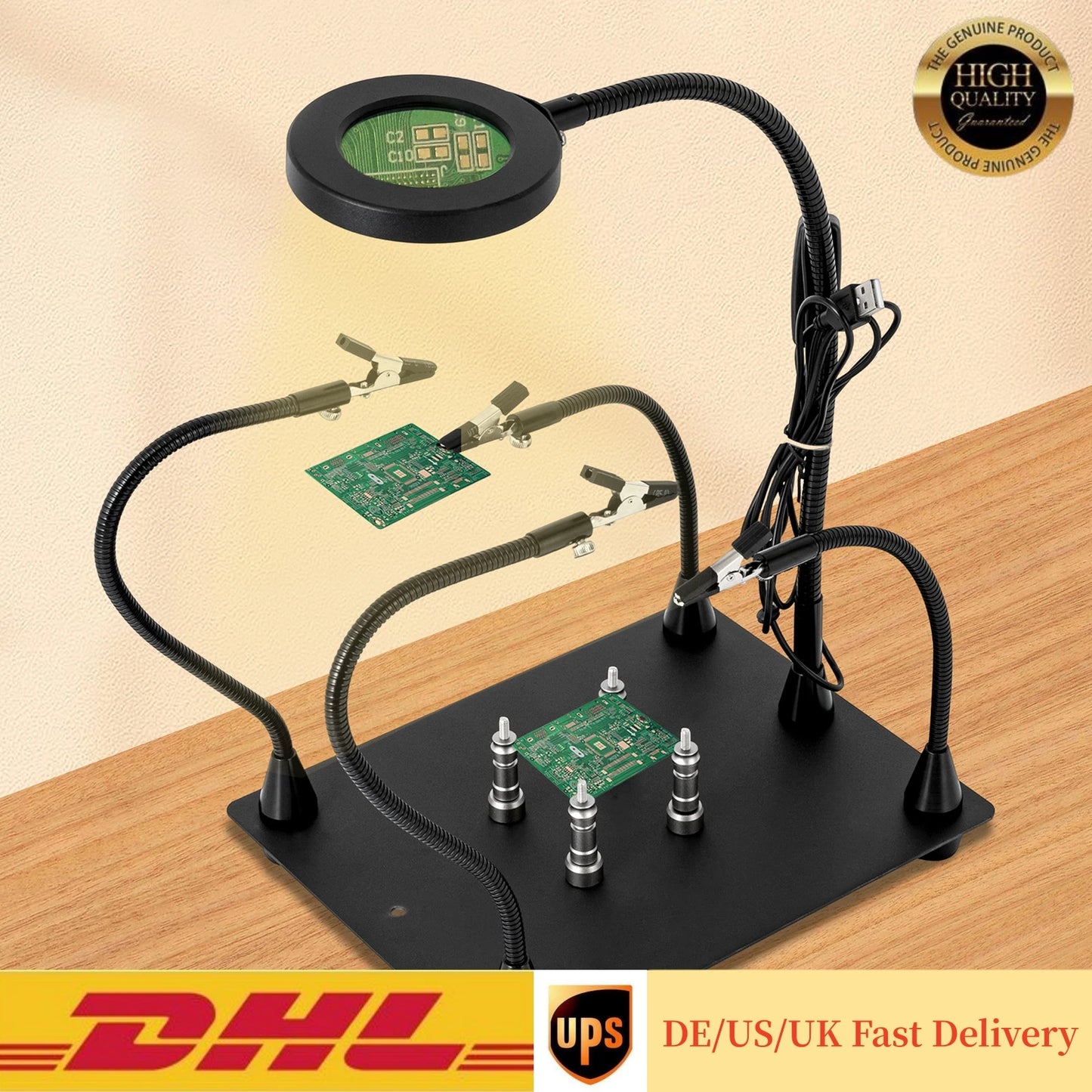 Magnetic Helping Hand Soldering Station :With 3X Led Magnifier Lamp, Spring Clip Item Holder With Electronic Repair Service Fixture.