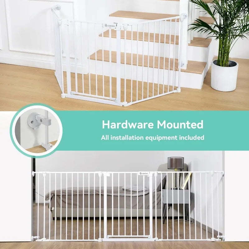 80" Extra Wide Household Gate: Toddler/ Dog Safety Gate for Home Stairs, Doorways, Fireplace, Auto Close Walk Through Door.