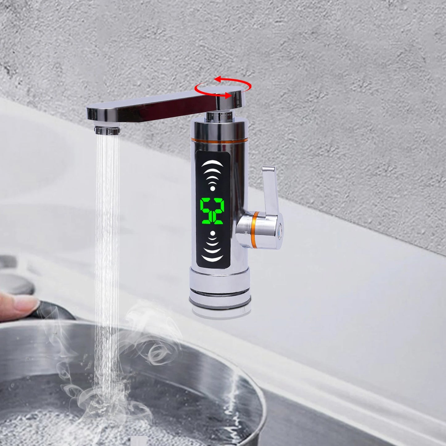 INSTANT HOT WATER FAUCET: 110V / 3KW Electric Water Heater Faucet, Instant Hot Water Faucet, Fast Heating Tap with LED Digital Display, Rotatable Spout, For Bathroom or Kitchen.