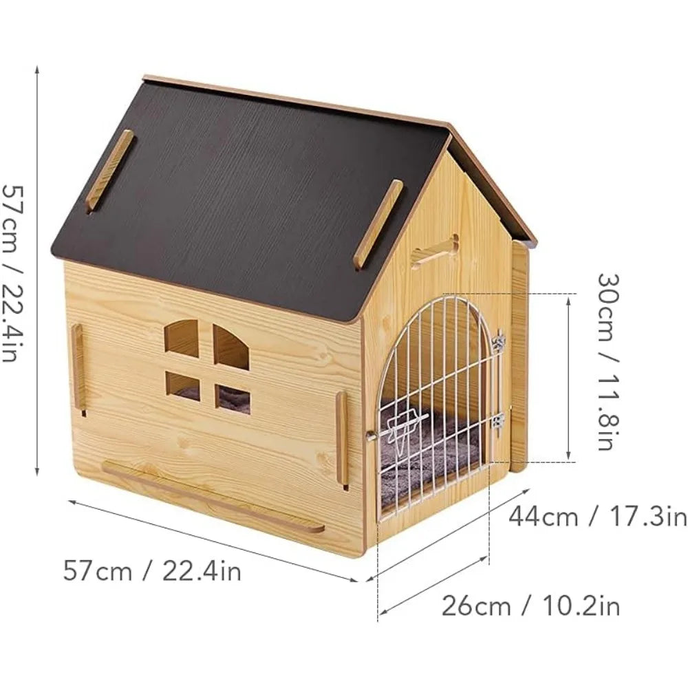 Wooden Indoor and Outdoor Dog Kennel for Mini & Small Breeds