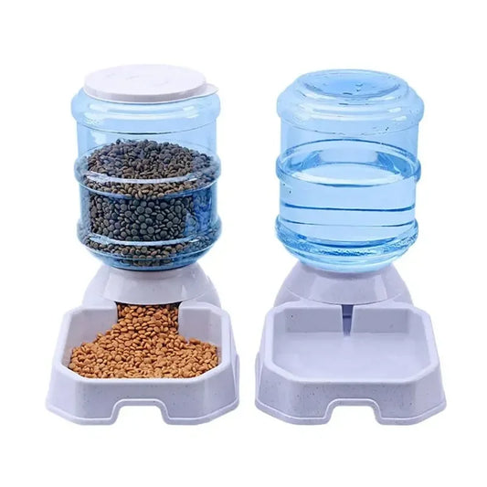 3.8 L Automatic Dog Feeder:  High Capacity Food Storage w/ On Demand Feed Bowl. 
3.8L  Gravity Water Dispenser Pet Bowl for Dogs Cats.