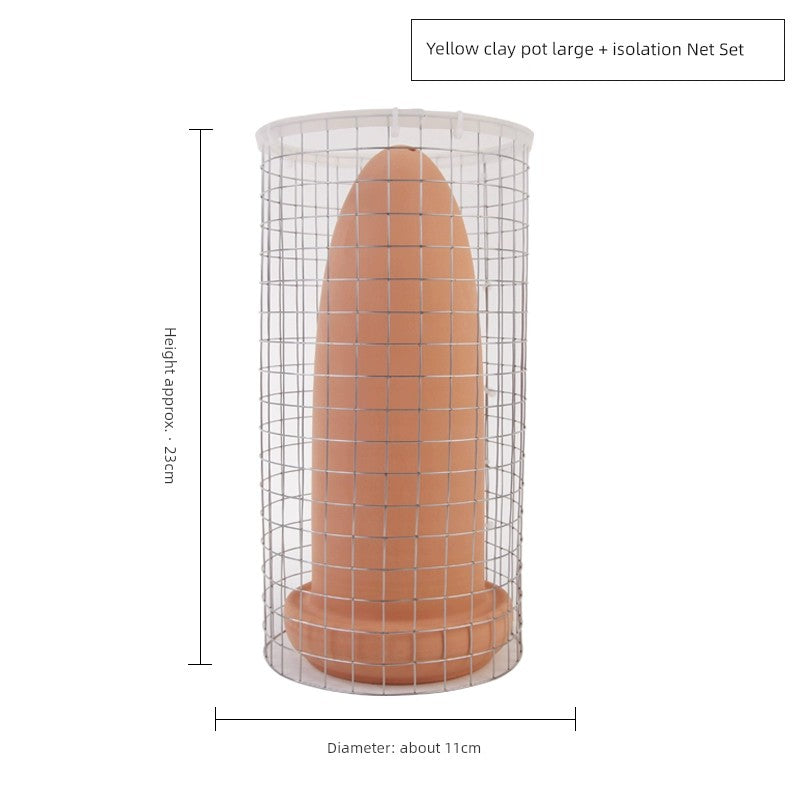 Colorful Fairy Fish Breeding Barrel/ Spawning Tank, Platax Teira Incubator Barrel Pottery Pot w/ Isolation Net Cover