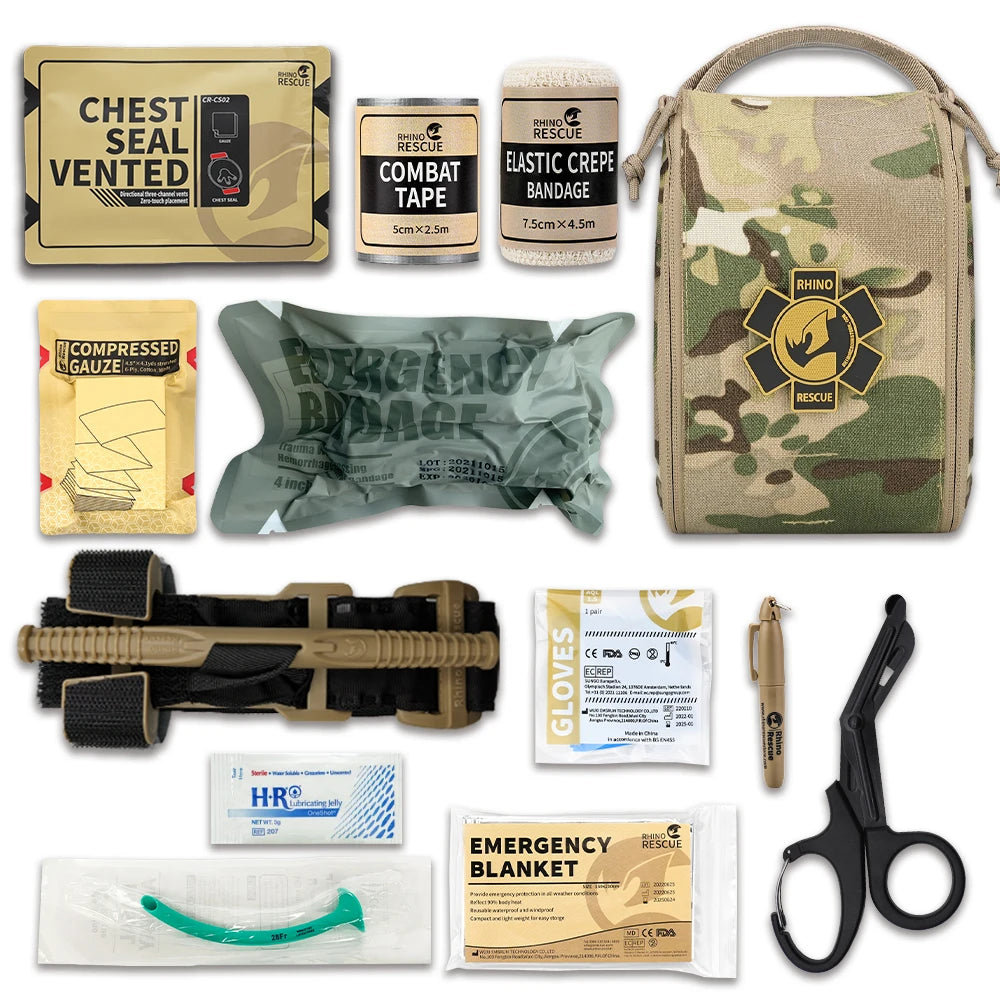 Rhino Rescue Tactical First Aid Kit:  Military IFAK With Molle Pouch For Camping Hiking And Fishing,Outdoor Trauma Kit