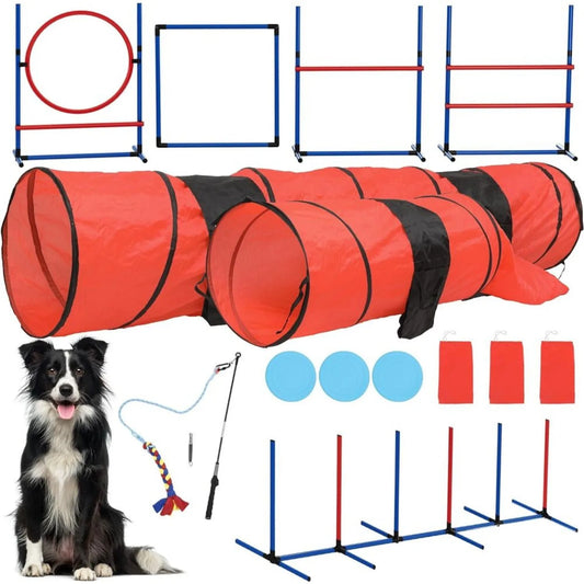 Dog Agility Training Equipment Kit : Pet Outdoor Obstacle Course Starter Kit -