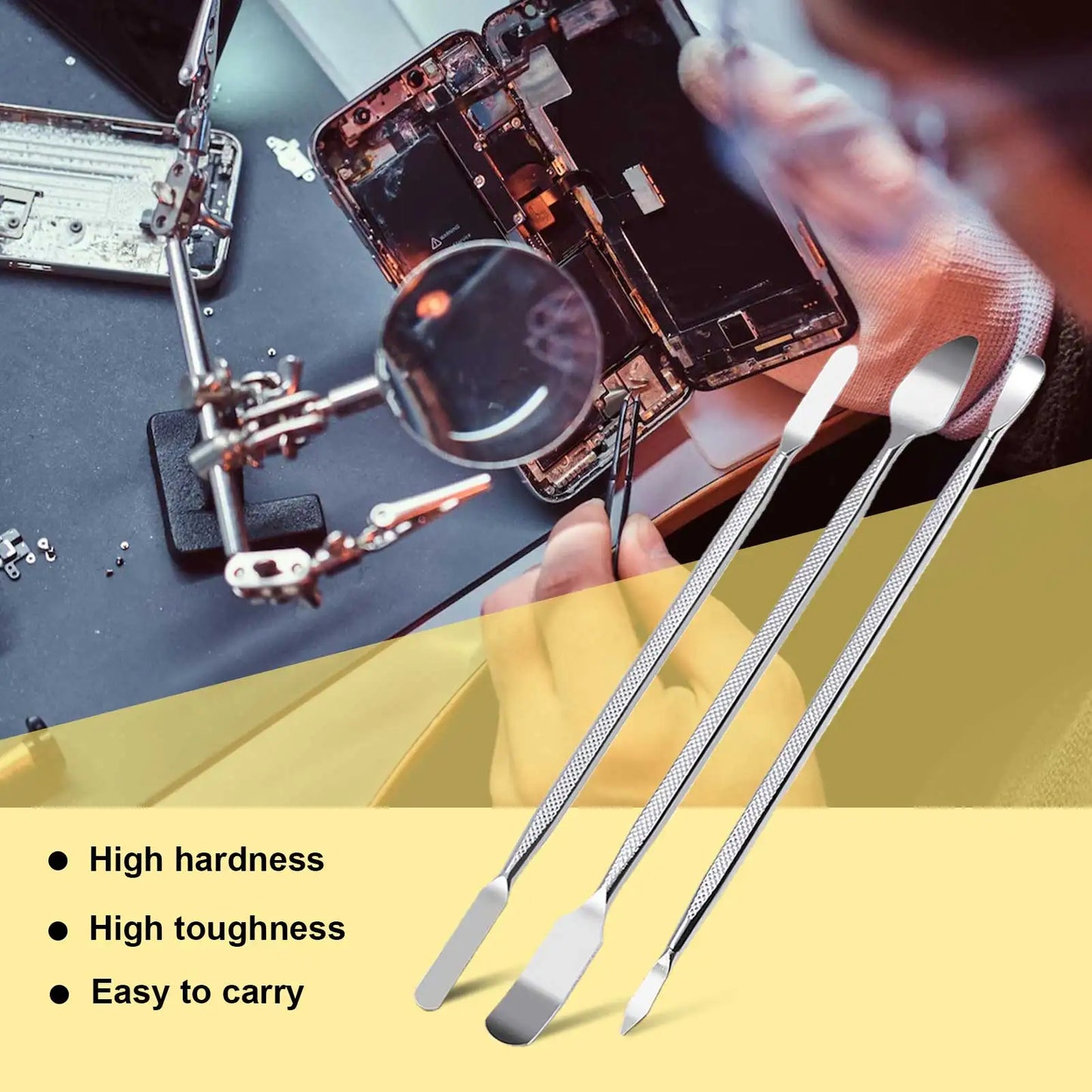 Professional Metal Pry Bar Set: 3pc Set Home Appliance Disassemble Tools  For Phone, Tablet,  LCD, Any Small Appliance or Device.