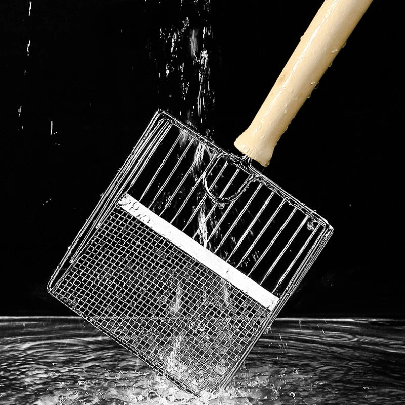 Cat Litter Shovel: Stainless Steel, Wooden Handle, No Rust, Washable Kitty Litter Scoop.